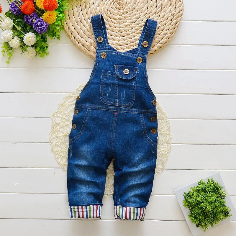 Boys Long Pants Denim Overalls