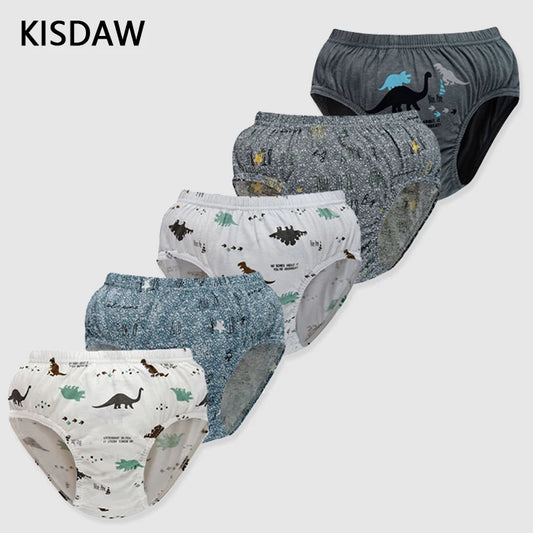 5pcs Boys Cotton Dino underwear