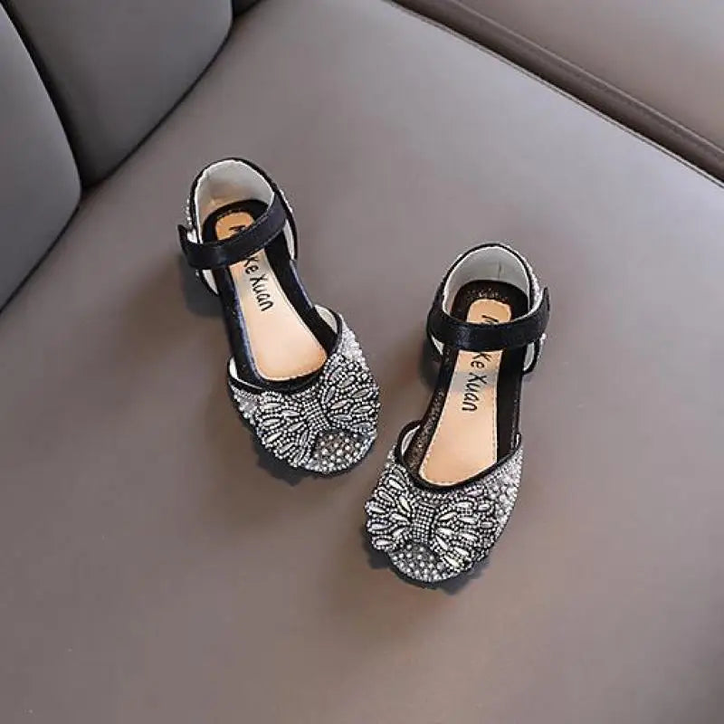 Girl Sequin Sandals Rhinestone Bow