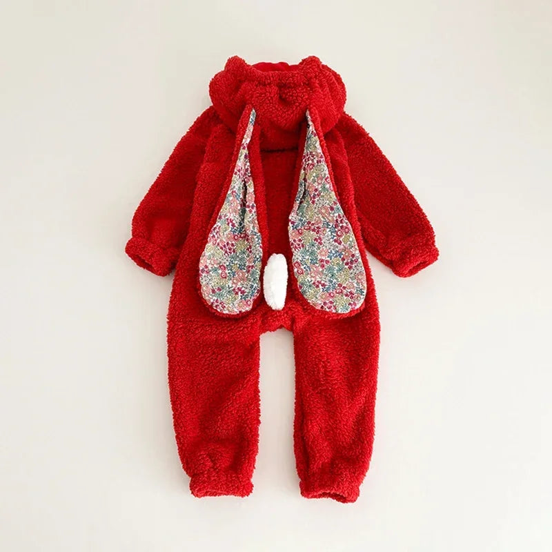 Girls Rabbit wool Romper