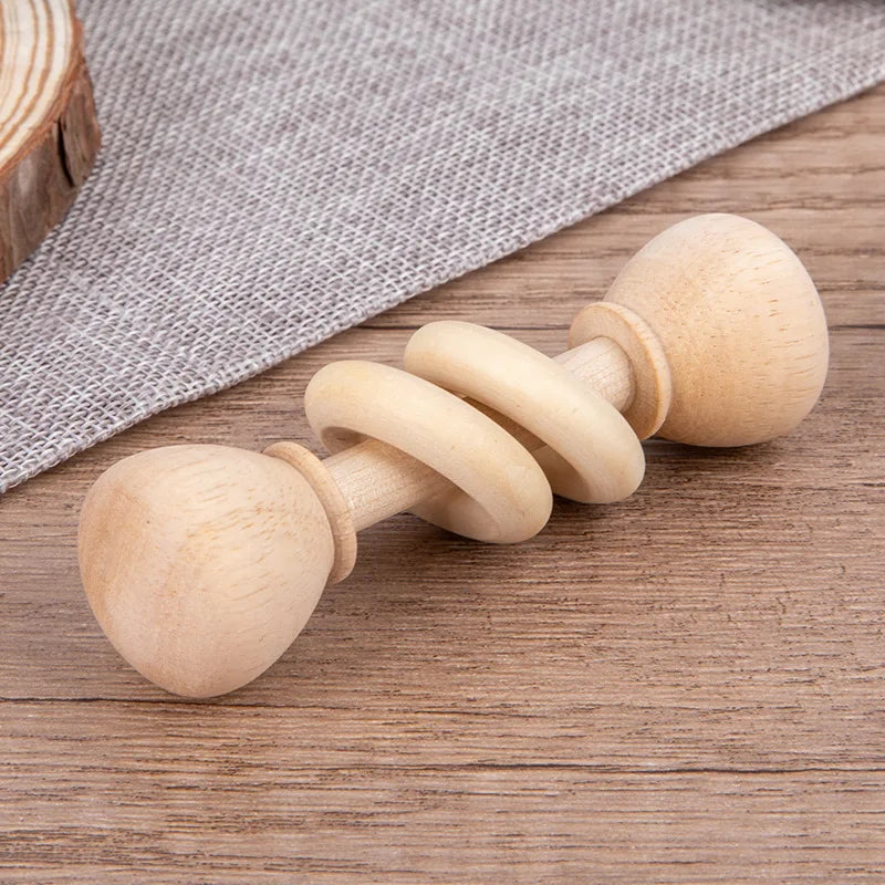 4pc Wooden Baby Rattle