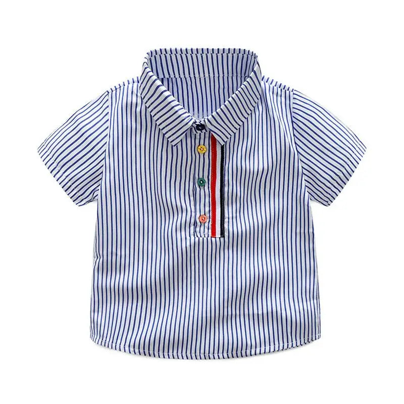 Short Sleeve Striped Shirt Pants Sets