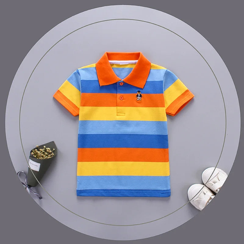 Boys Shirts Color Stripes Short Sleeve