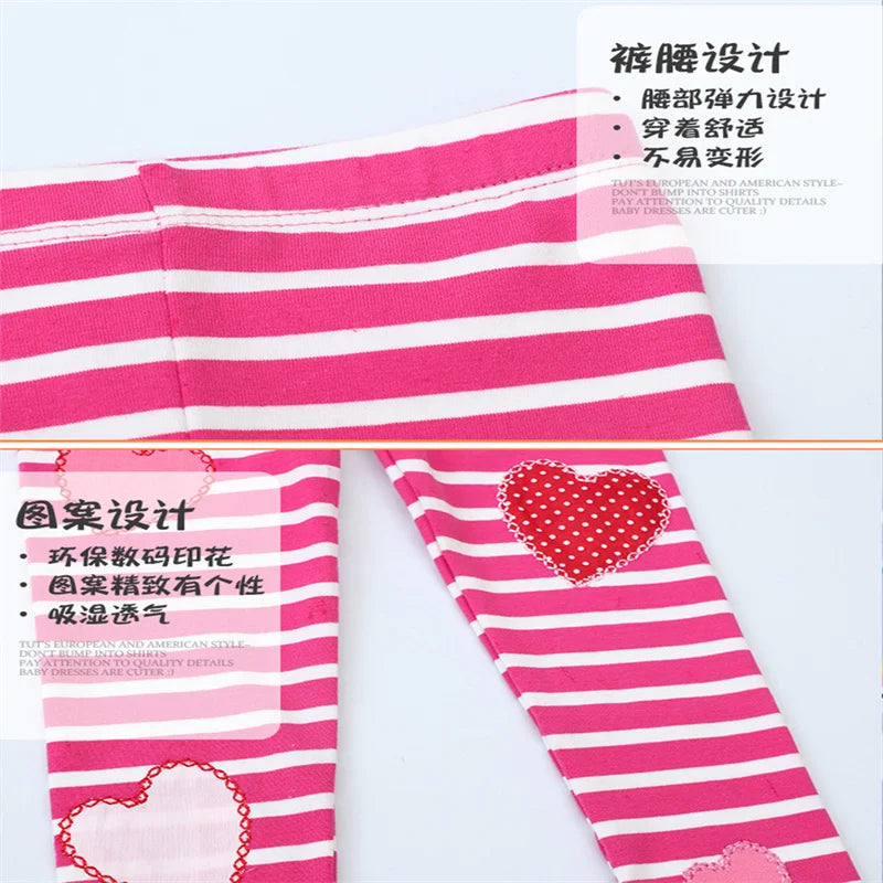 Striped Hearts Girls Leggings