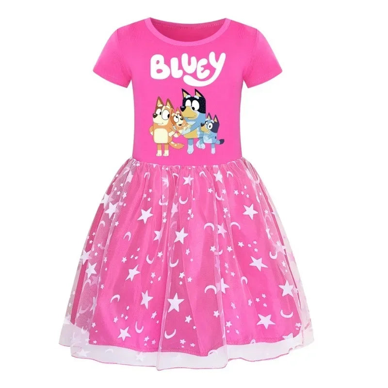 Cute Bluey Girls Mesh Skirt dress