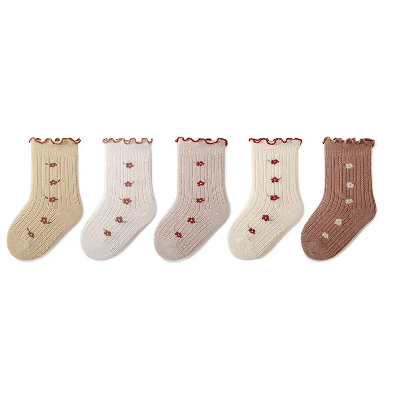 Girls Flower Mid Calf Long Sock