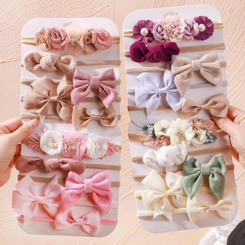 5Pcs Elastic Headband Flower Lace