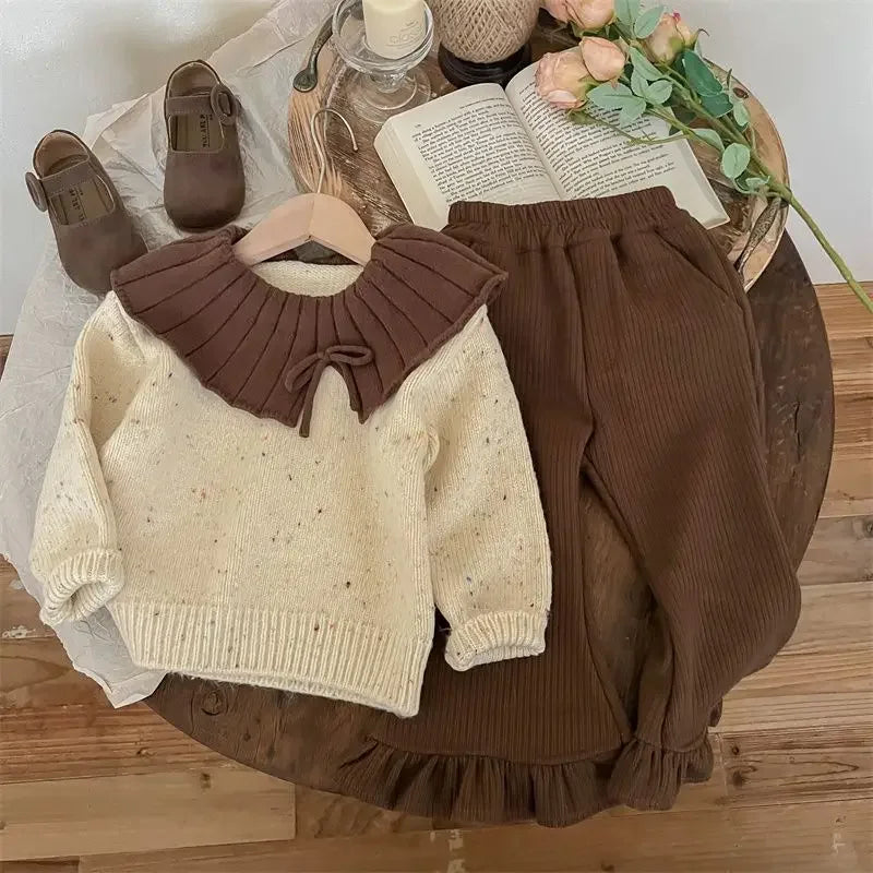 Knit Girls Sweater Casual Two-piece