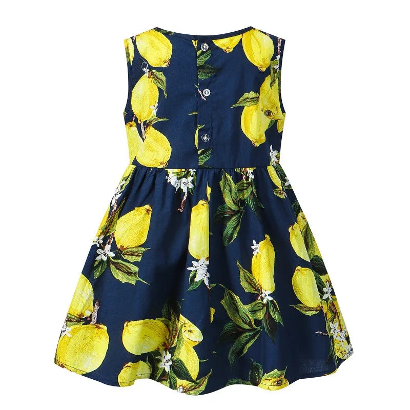 Lemon Sleeveless Cotton Print Dress