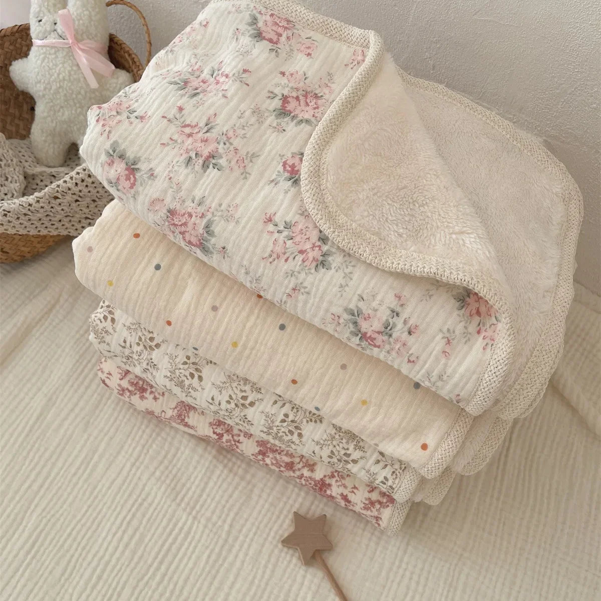 Newborn Fleece Cotton Muslin Bedding