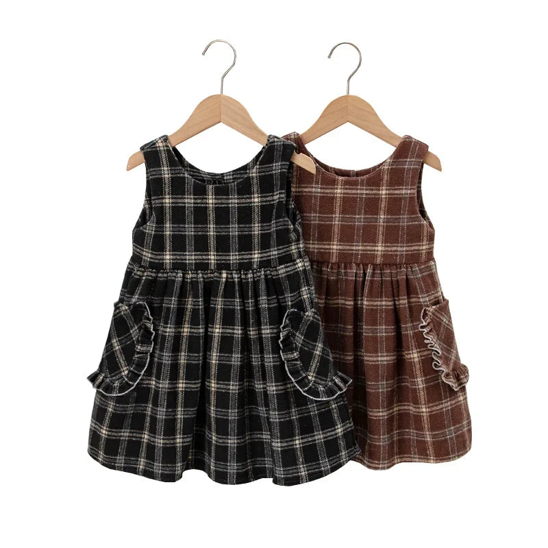 Checkered Strap Dress Two Piece