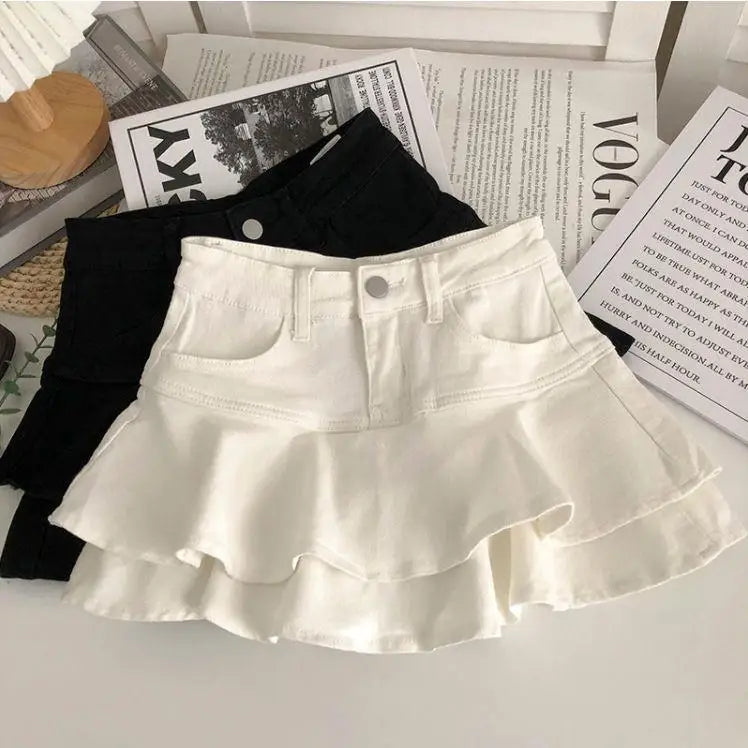 Girls Solid Color Mini jeans Skirts