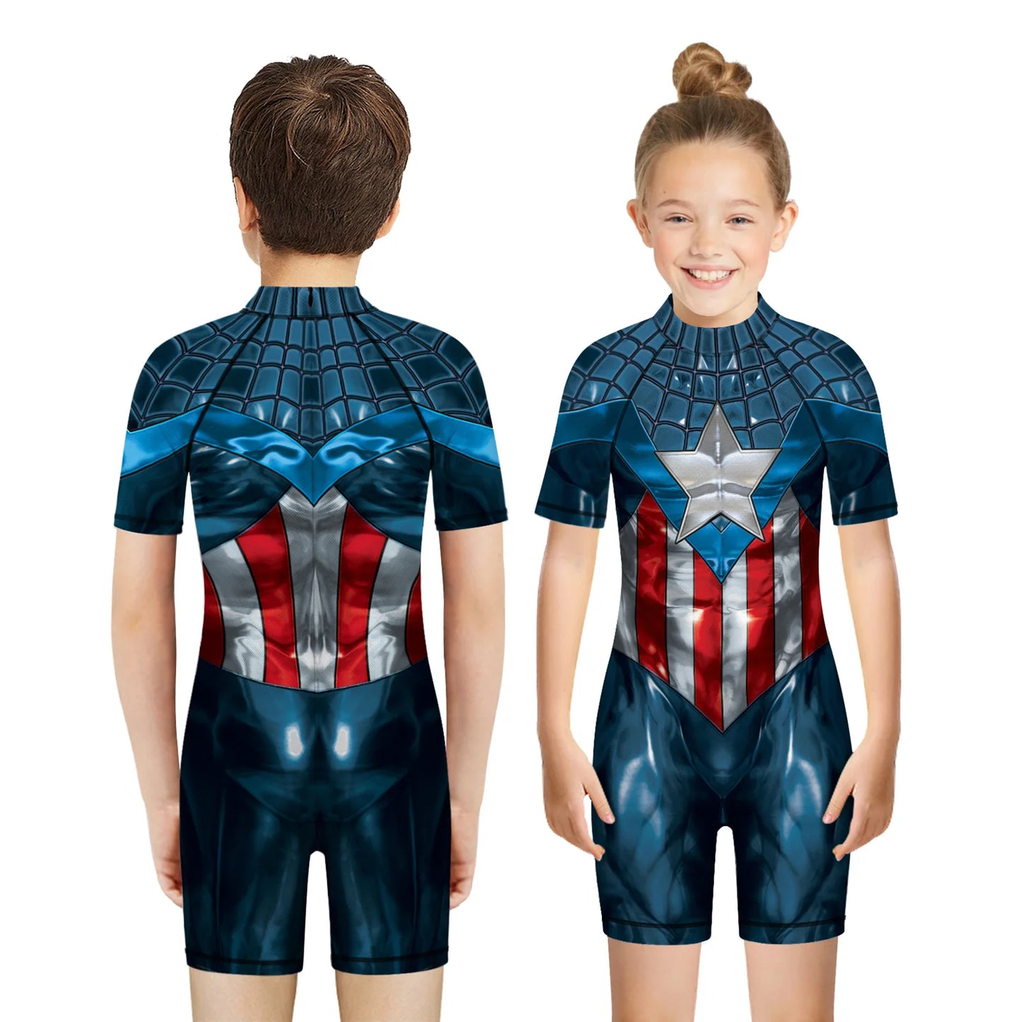 1pc Swimsuit Superhero Print