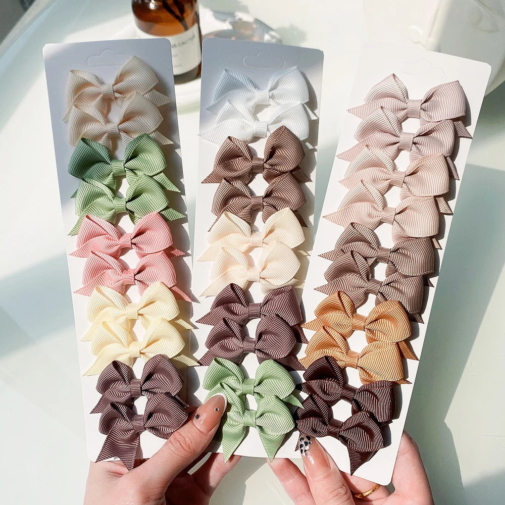 10Pcs Ribbon Bowknot Hair Clips