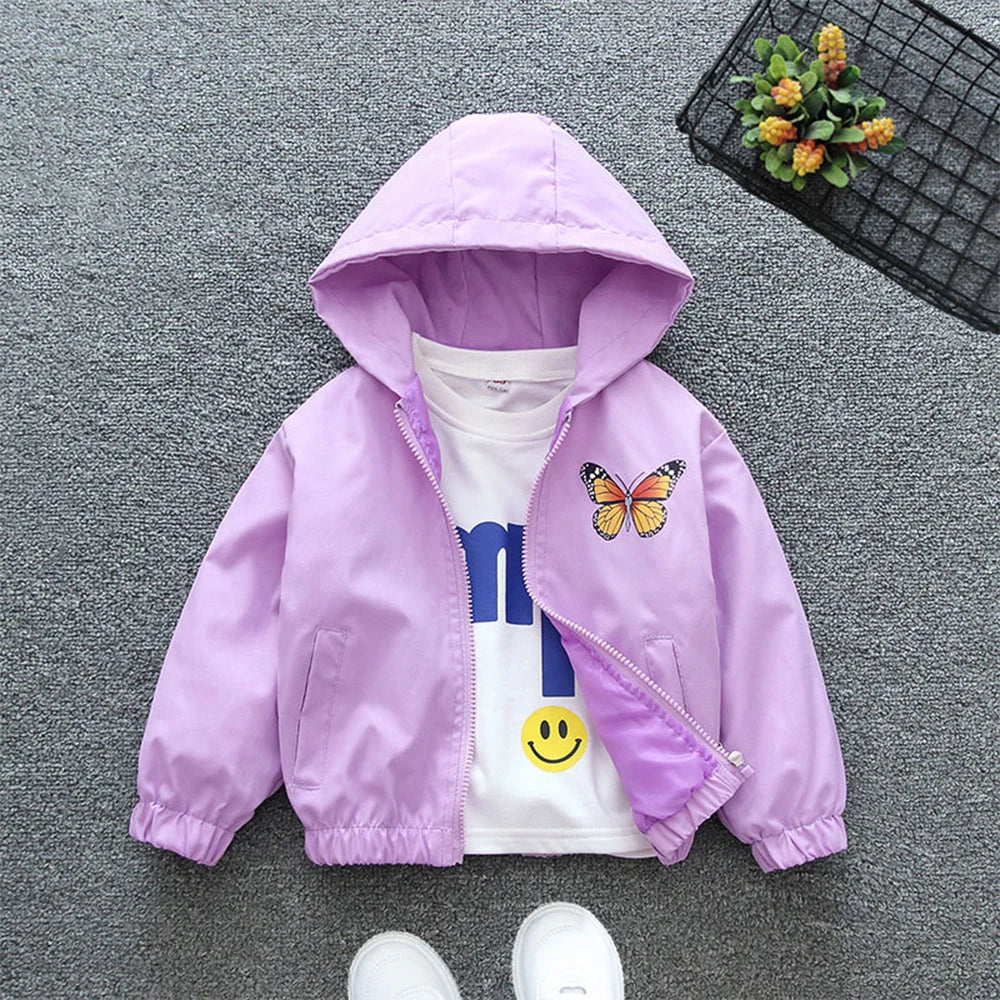 Hooded Sequin Butterfly Zipper Jacket