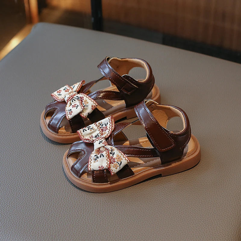 summer sandals girl's bow strap