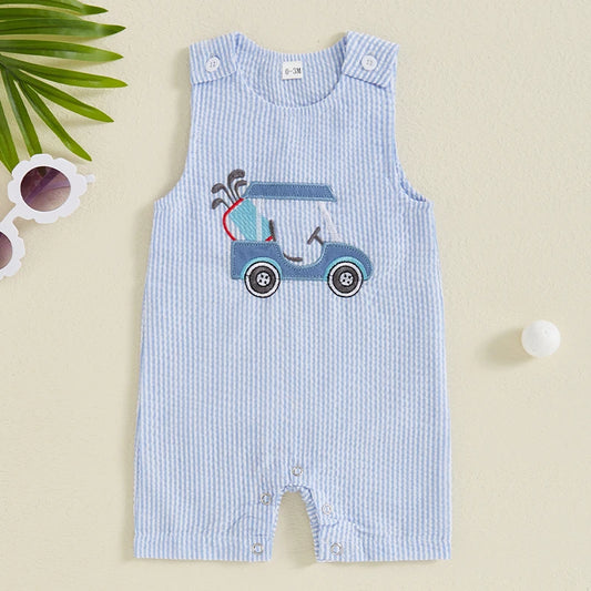 Sleeveless Striped Golf Cart Romper