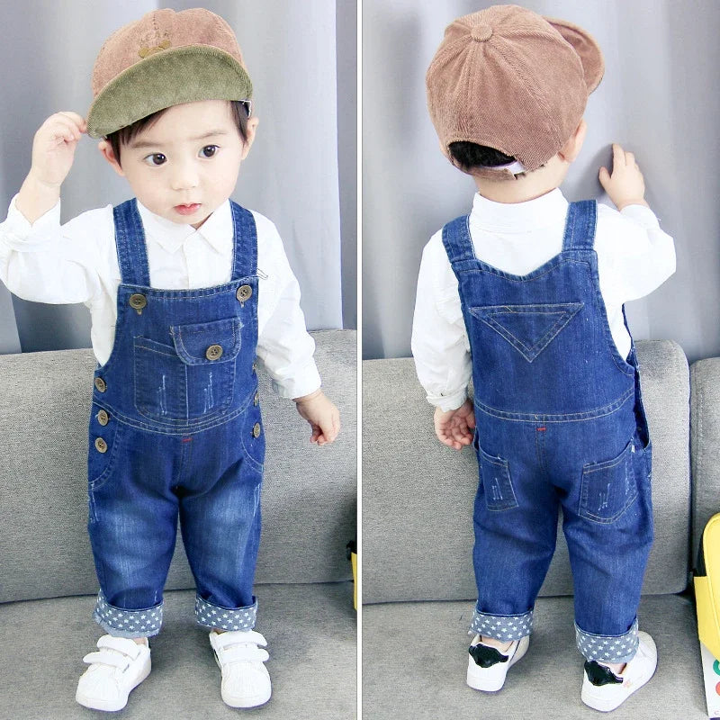 Boys Long Pants Denim Overalls