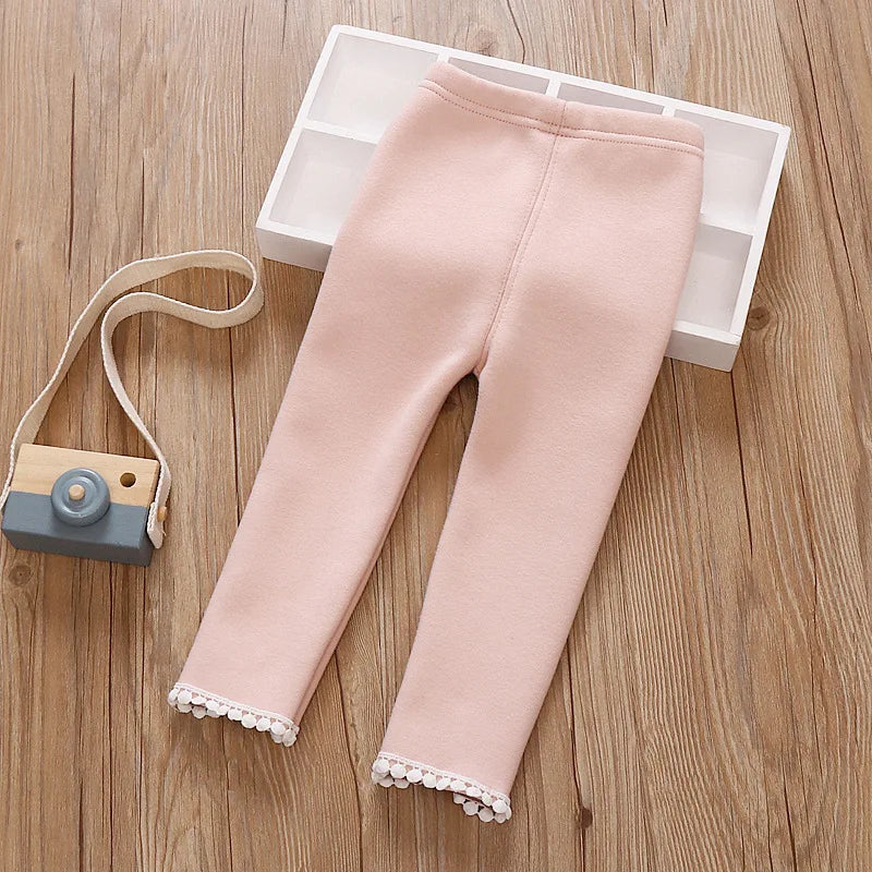 Girls Cotton Velvet bow Leggings