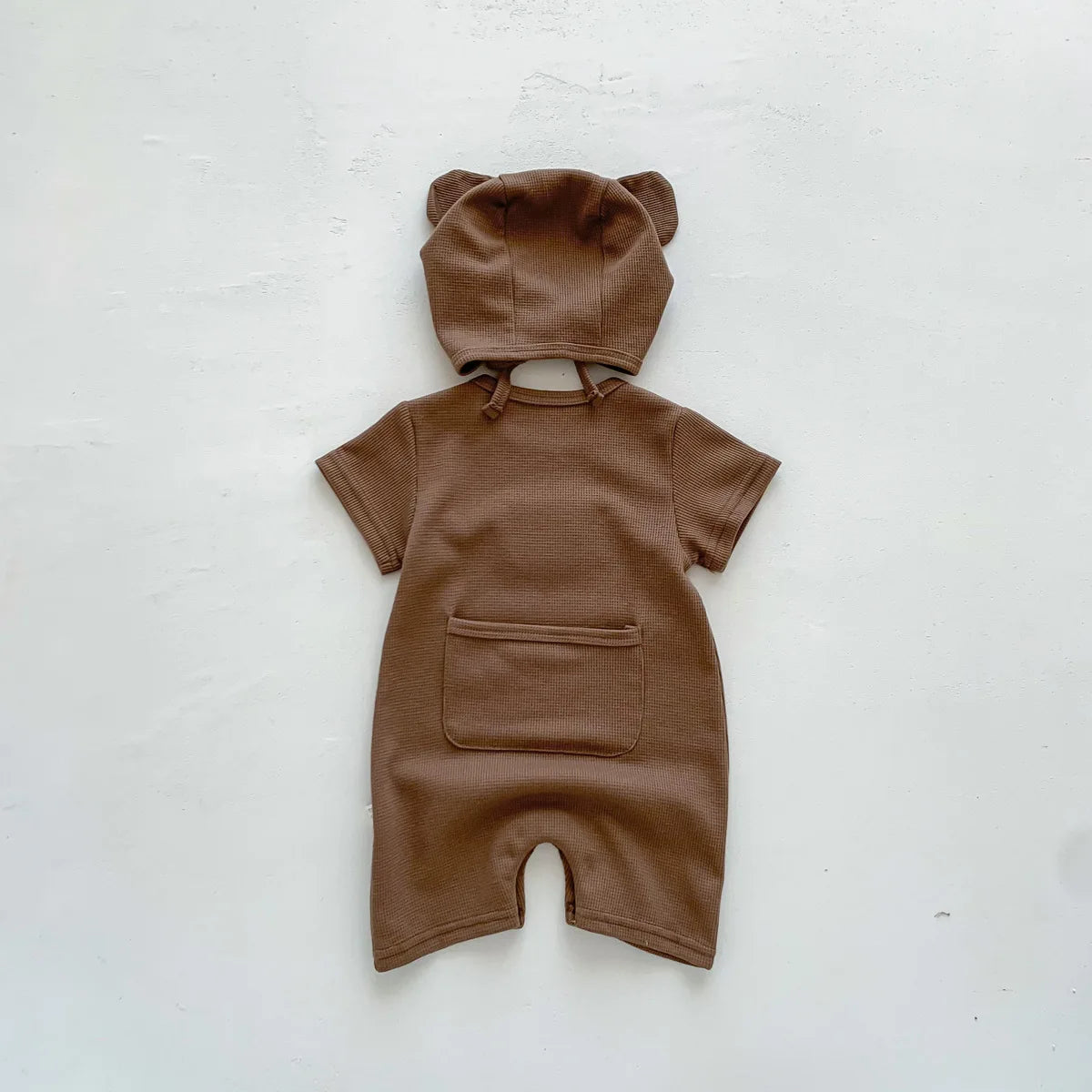 Short Sleeve Bear Cotton Hat jumpsuit