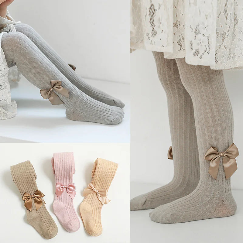 Children Cotton Tights Bowknot