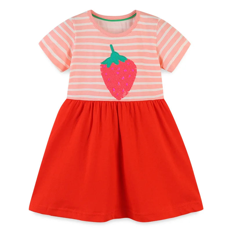 Girls Casual Dress Cotton Flamingo