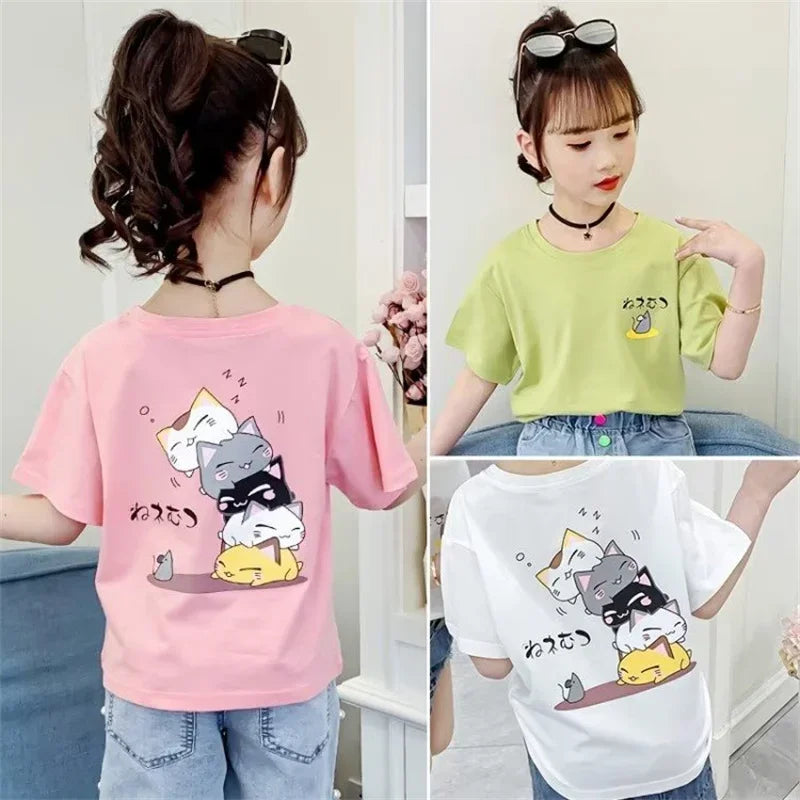 Cute Cat Tshirt Short Sleeve Top