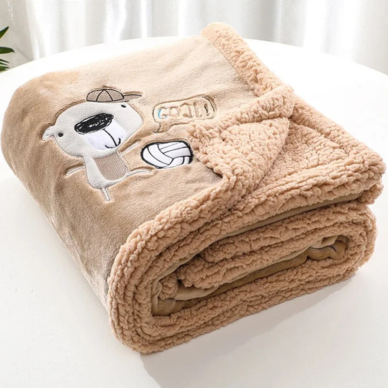 Baby Bear Embroidery Flannel Blanket