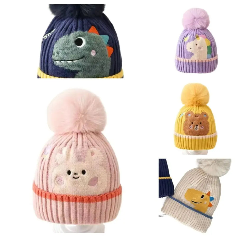 Cartoon Knitted Hairball Baby Beanie