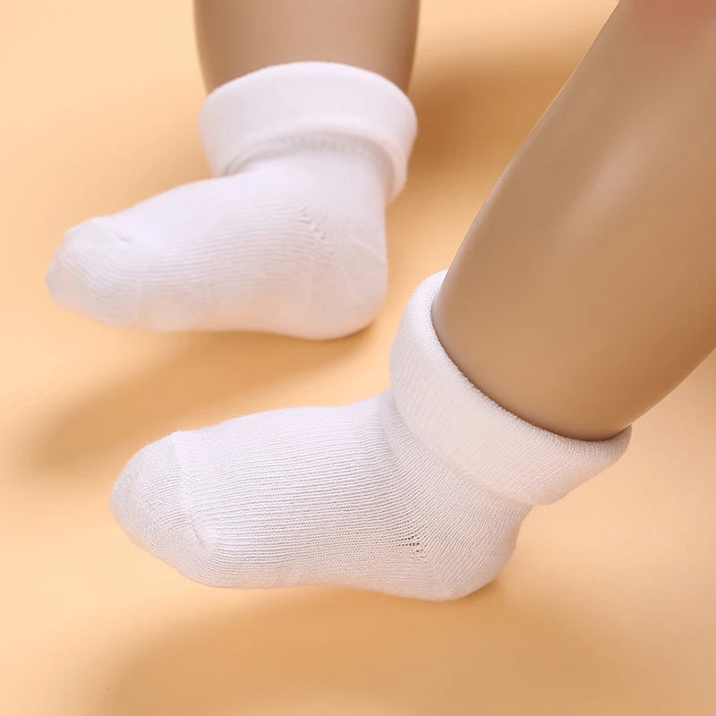 4 Pairs White Cotton Baby Socks