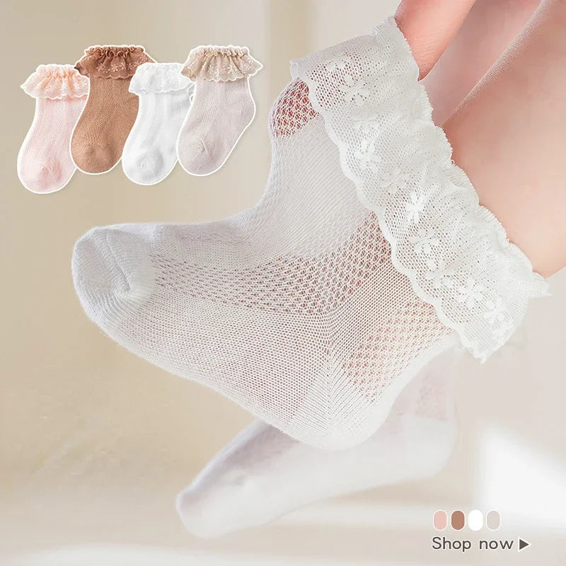 Baby Ruffle Socks Solid Color Cotton