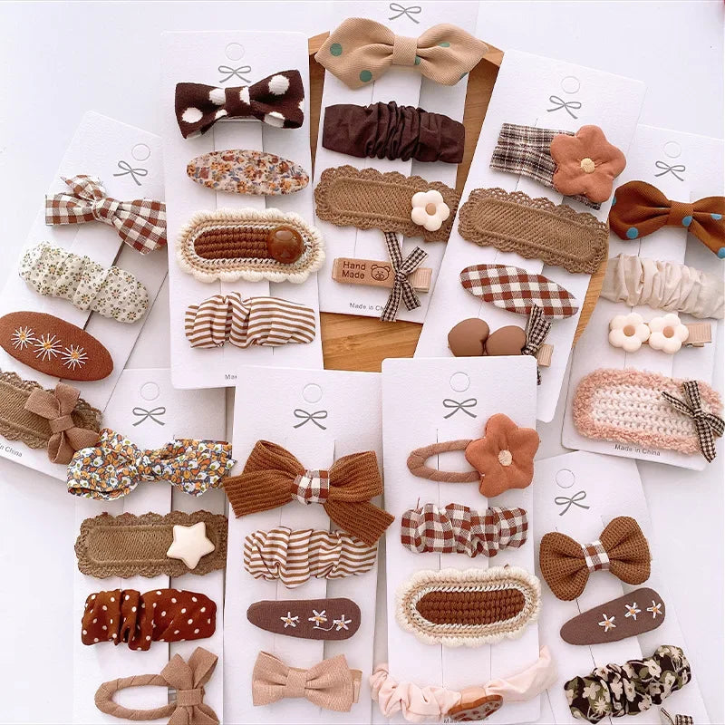 4/8pcs Hair Pin Bow Knit Fabric