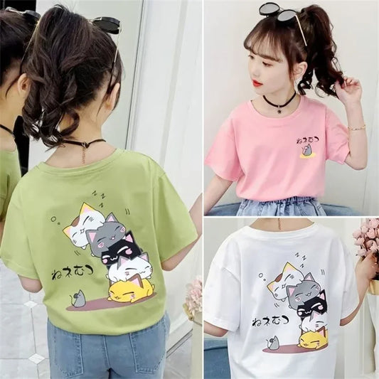 Cute Cat Tshirt Short Sleeve Top