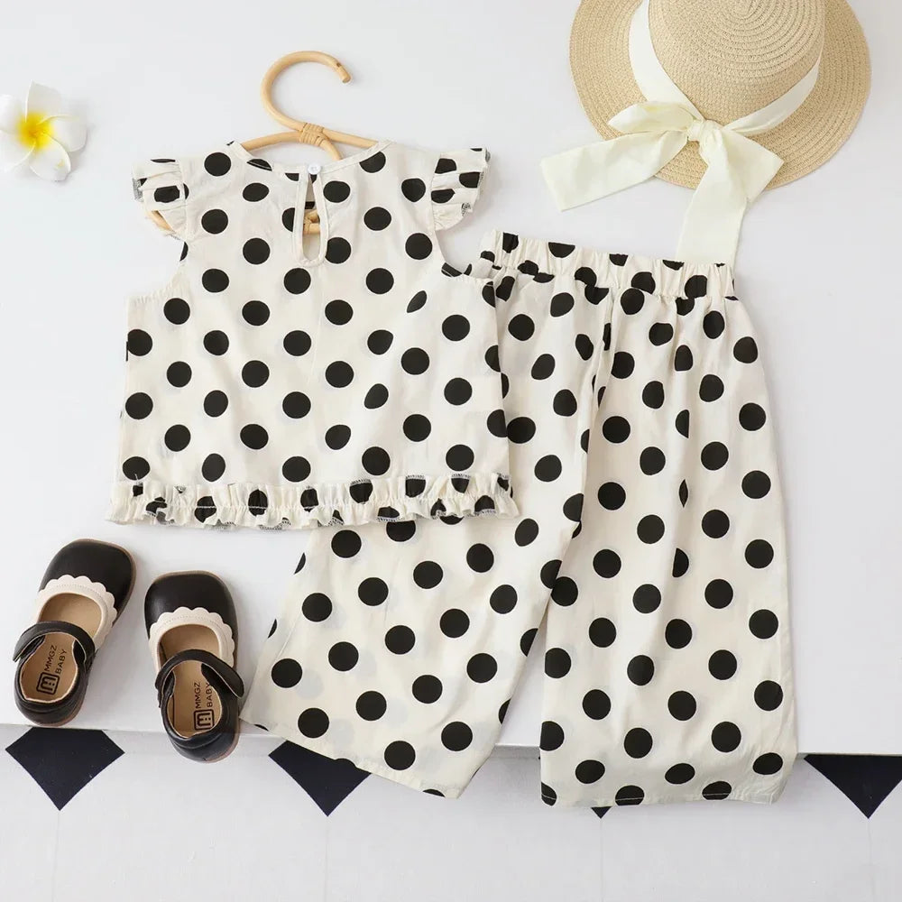 Polka Dot Wide Leg Pants Set