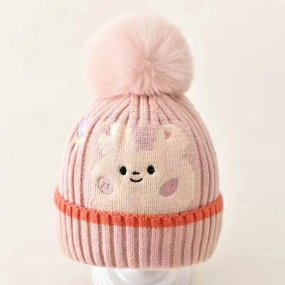 Cartoon Knitted Hairball Baby Beanie