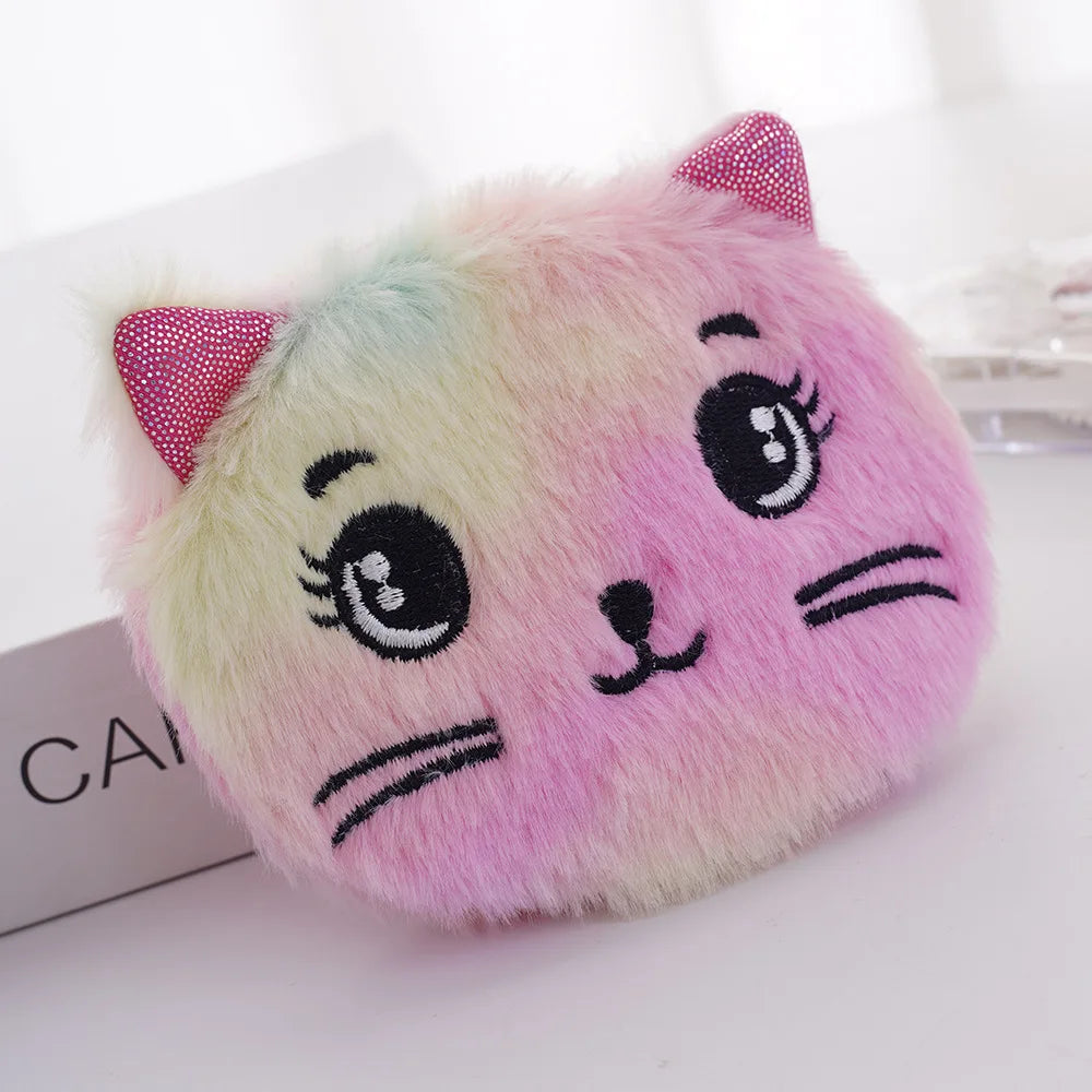 Plush Rainbow Cat Wallet Hand Bag