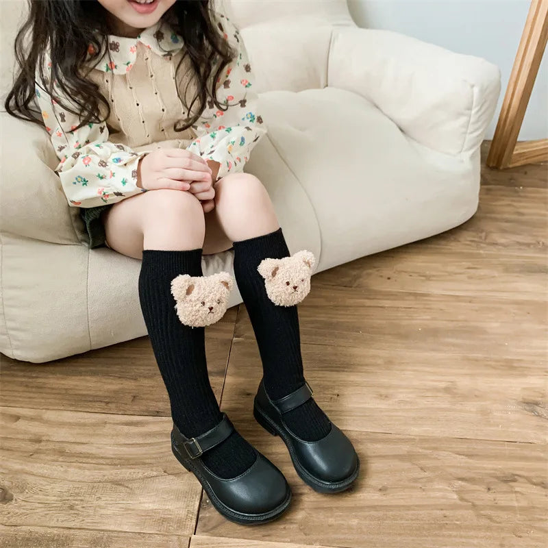 Knee High Long Soft Cotton Bear Socks