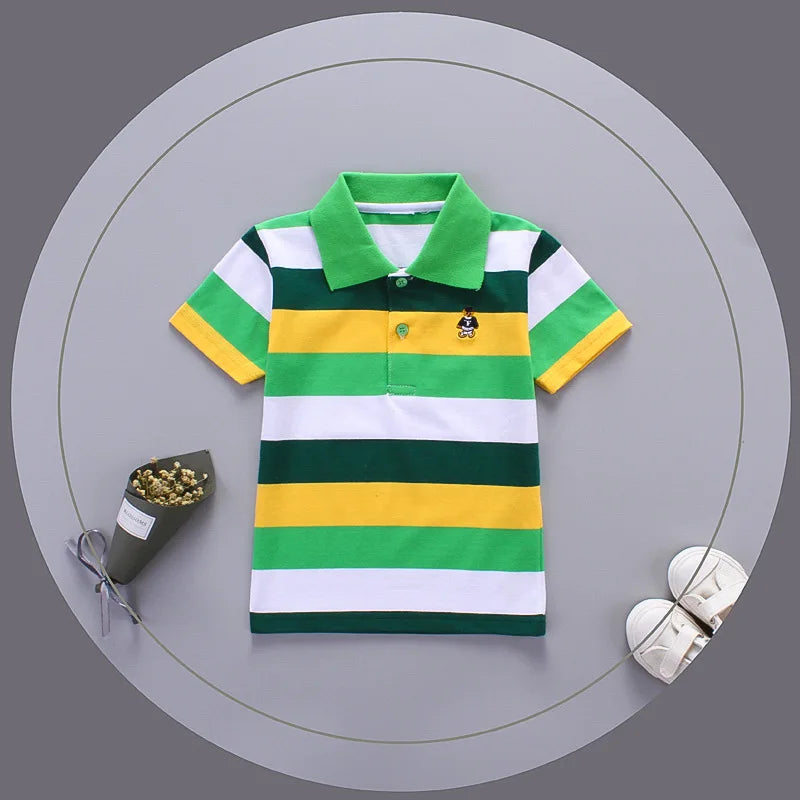 Boys Shirts Color Stripes Short Sleeve