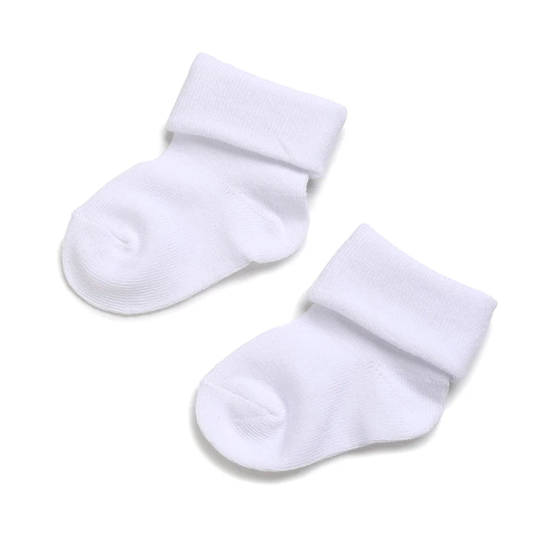 4 Pairs White Cotton Baby Socks