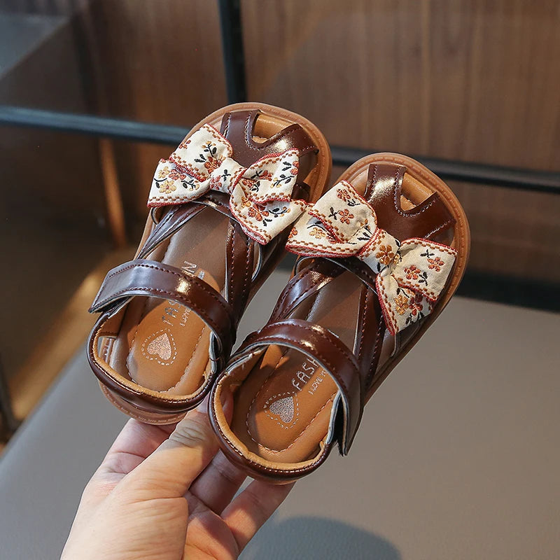 summer sandals girl's bow strap