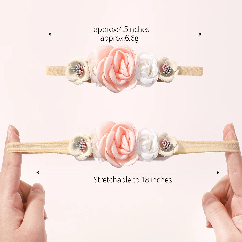 5Pcs Elastic Headband Flower Lace