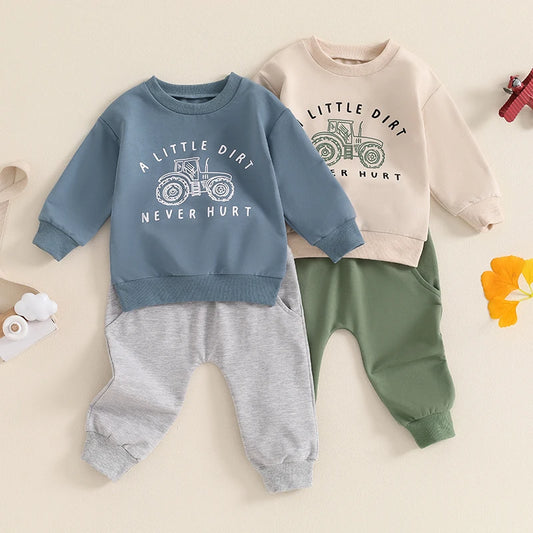 Boy Outfit Long Sleeve Tractor set