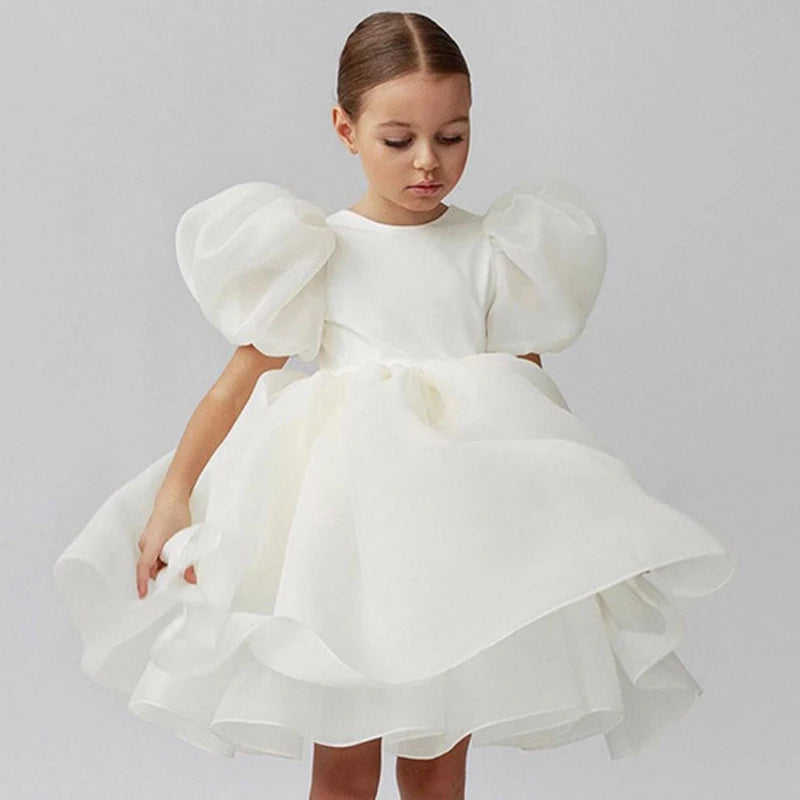 Girl Princess Dress Tulle Puff Sleeve